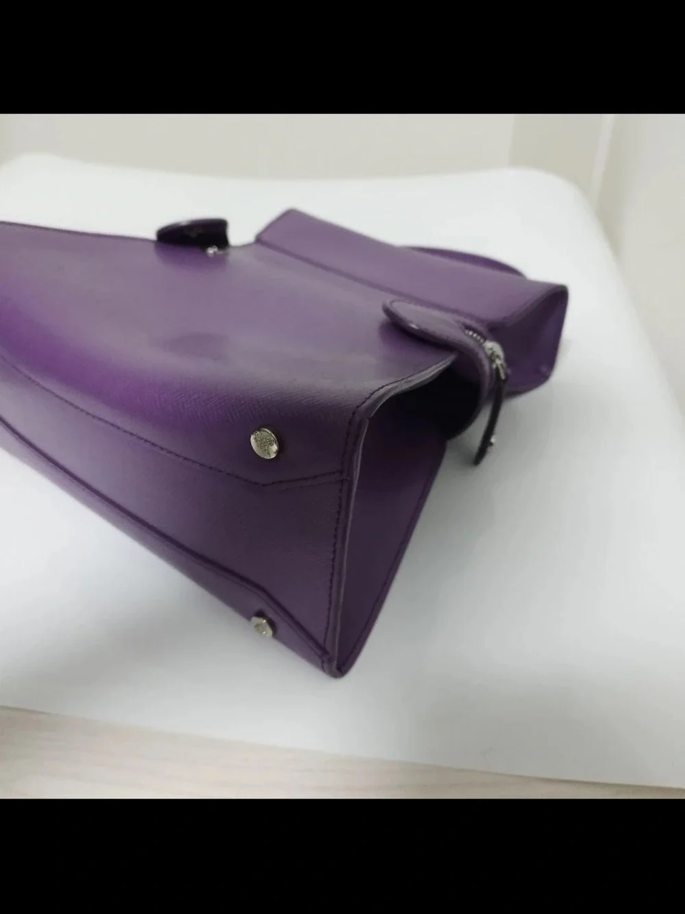 Vivienne Westwood Purple Leather Pyramid Satchel with Detachable Strap
